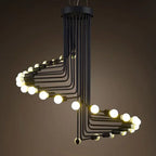 Lustre spirale en fer noir à 16 ou 26 lumières, douilles E27