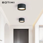 Petit plafonnier LED rond en bois, noir ou naturel, Ø 9,5 cm