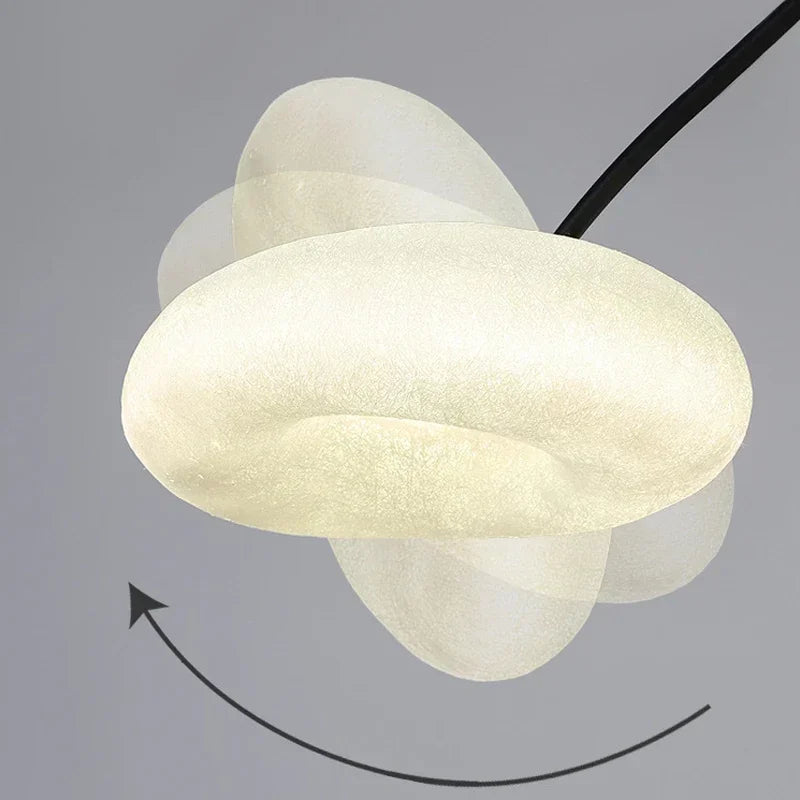 Lampadaire arc à abat-jour nuage, LED 24 ou 36 W, noir ou blanc