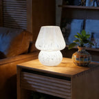 Lampe champignon en verre moucheté, USB, trois teintes, 18 cm