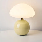 Lampe champignon en céramique brillante, chapeau opalin, 22 cm