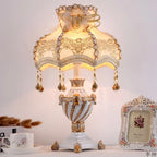 Lampe vintage en résine, abat-jour en dentelle à pampilles, 50 cm