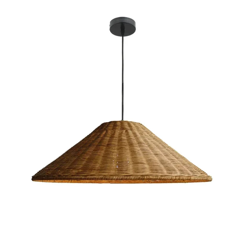 Suspension cône en rotin tressé, naturel ou marron, de 40 à 60 cm