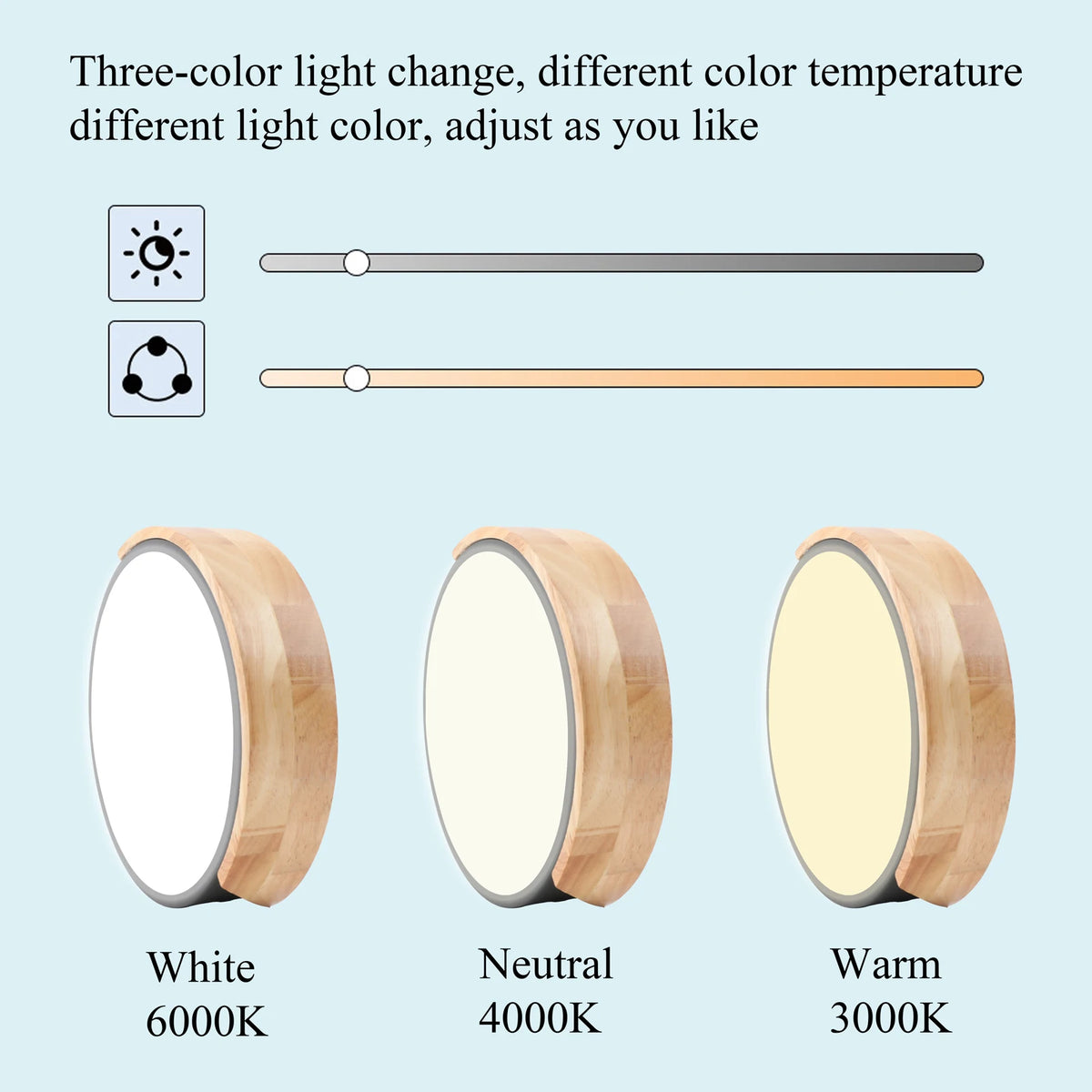 Petit plafonnier LED rond 23 cm, bois et métal coloré, huit coloris