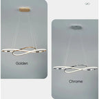 Suspension LED ruban ondulé 100 cm, aluminium chromé ou doré