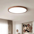 Plafonnier LED ultra-fin 2,5 cm effet bois, rond de 30 ou 40 cm