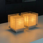 Lampe cube en papier de riz sous verre, à poser, murale ou suspendue