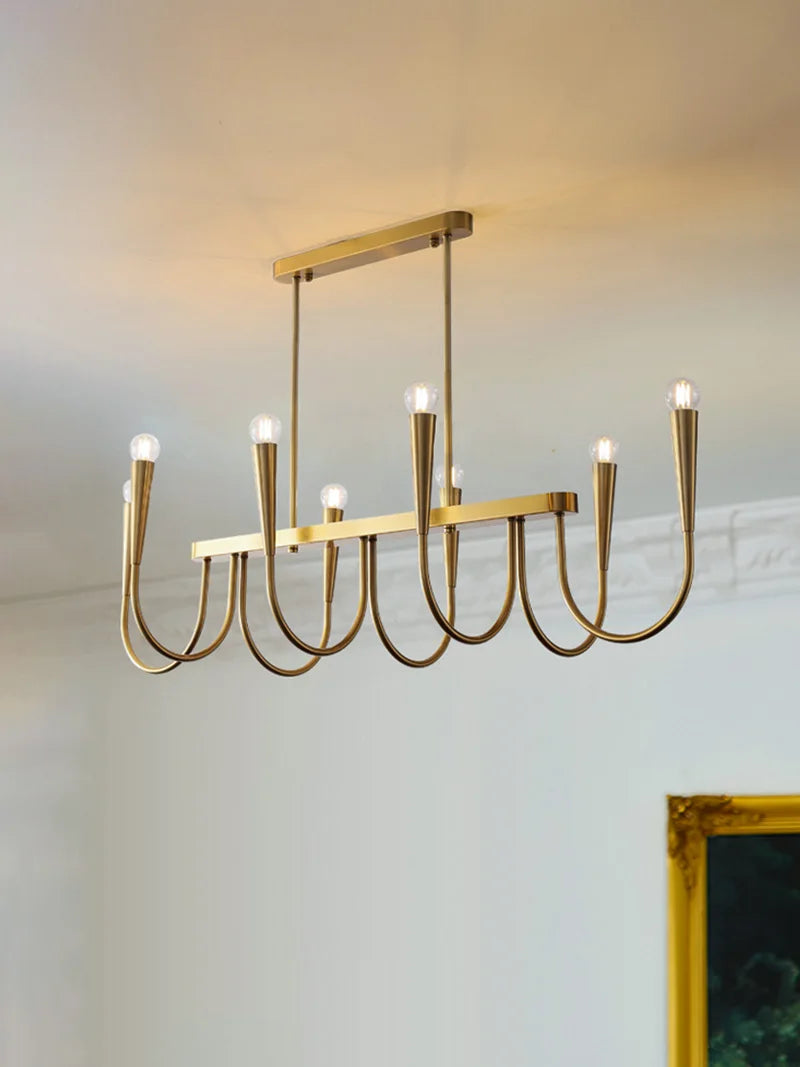 Lustre doré à bras en U et ampoules LED fournies, de 6 à 12 lumières