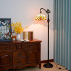 Lampadaire Tiffany en vitrail, tête pivotante façon pêcheur, 160 cm