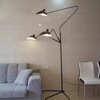 Lampadaire araignée trépied à bras articulés, abat-jour métal noir