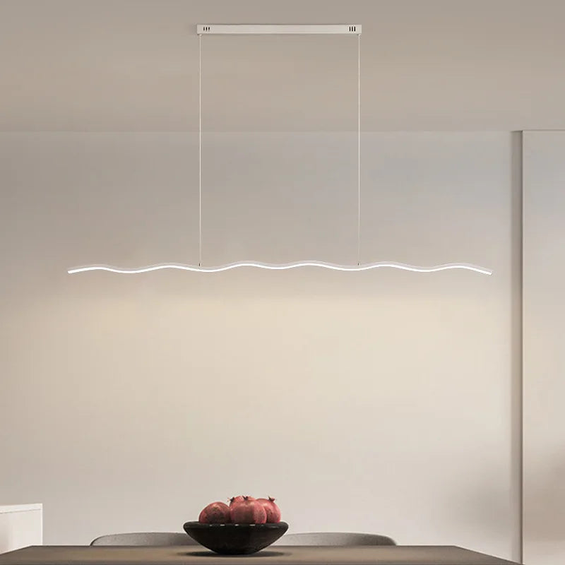 Suspension LED vague fine de 80 à 150 cm, noire ou blanche