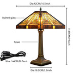 Lampe Tiffany vitrail de style Mission, abat-jour carré 42 cm