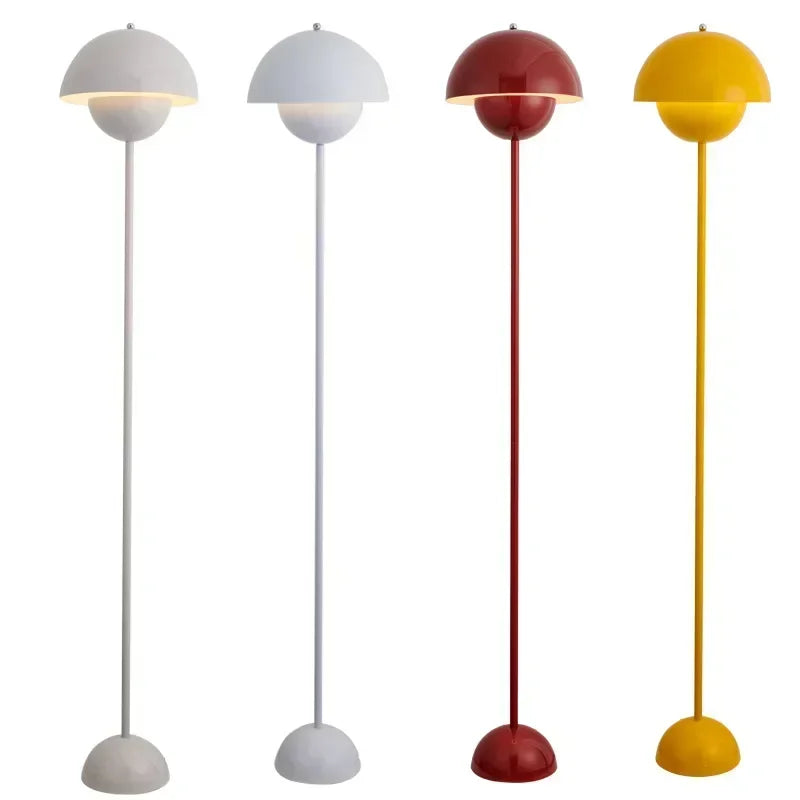 Lampadaire champignon laqué à dôme métal, sept couleurs, 165 cm