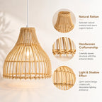 Suspension cloche en rotin naturel Ø 24 cm, câble de 150 cm