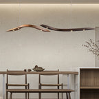 Suspension LED vague en bois sculpté, solo ou duo jusqu'à 230 cm