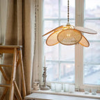Suspension fleur en cannage de rotin à cinq pétales, Ø 30 à 60 cm