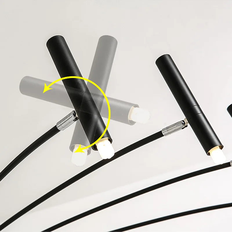 Lustre soleil à tubes orientables noir ou doré, LED G9, Ø 130cm