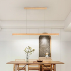 Suspension LED barre en bois massif, 80 à 120 cm, noyer ou naturel