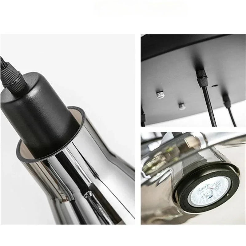 Suspension en verre fumé à tête noire, ampoule LED fournie