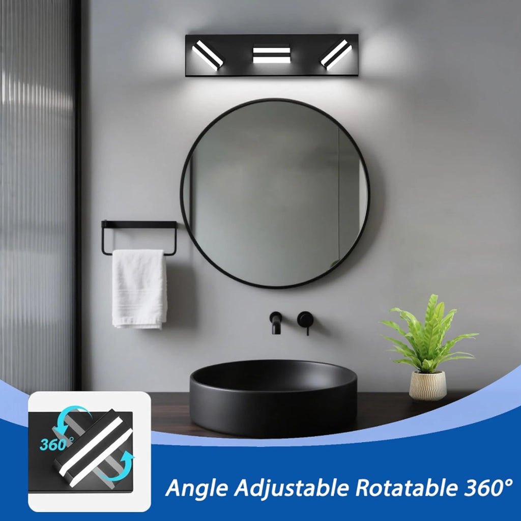 Applique murale LED noire à têtes carrées pivotantes sur 360°