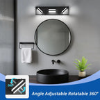 Applique murale LED noire à têtes carrées pivotantes sur 360°