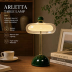 Lampe de table sans fil en verre ambré, tige dorée, socle coloré