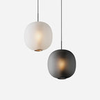 Suspension en verre strié dépoli, gris fumé ou blanc, Ø 24 cm