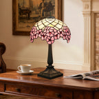 Lampe de chevet Tiffany en vitrail rose à fleurs de cerisier, 49 cm