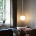 Suspension boule en verre opalin Ø 15 cm, 1, 2 ou 3 globes, E27