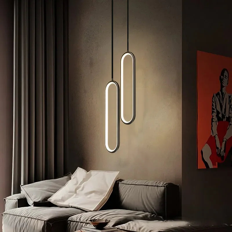 Suspension de chevet LED boucle ovale 40 cm, dorée ou noire