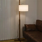 Lampadaire à abat-jour coulissant, bois, doré ou nickel brossé
