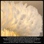 Lustre couronne de plumes Ø 50 à 80 cm, ampoules LED fournies