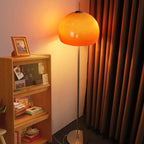 Lampadaire dôme en verre orange, tige chromée, style années 70