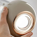 Suspension design capsule de verre fumé sur sphère laquée, LED 10 W