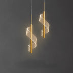 Suspension LED spirale acrylique sur tube 30 cm, dorée ou noire