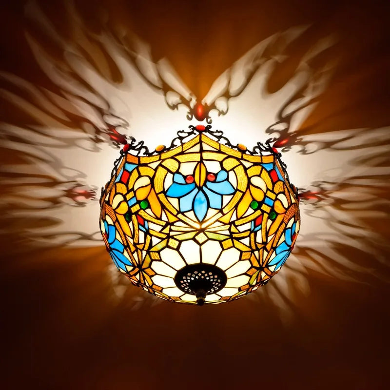 Plafonnier style Tiffany en vitrail coloré, Ø 30 cm, 15 motifs