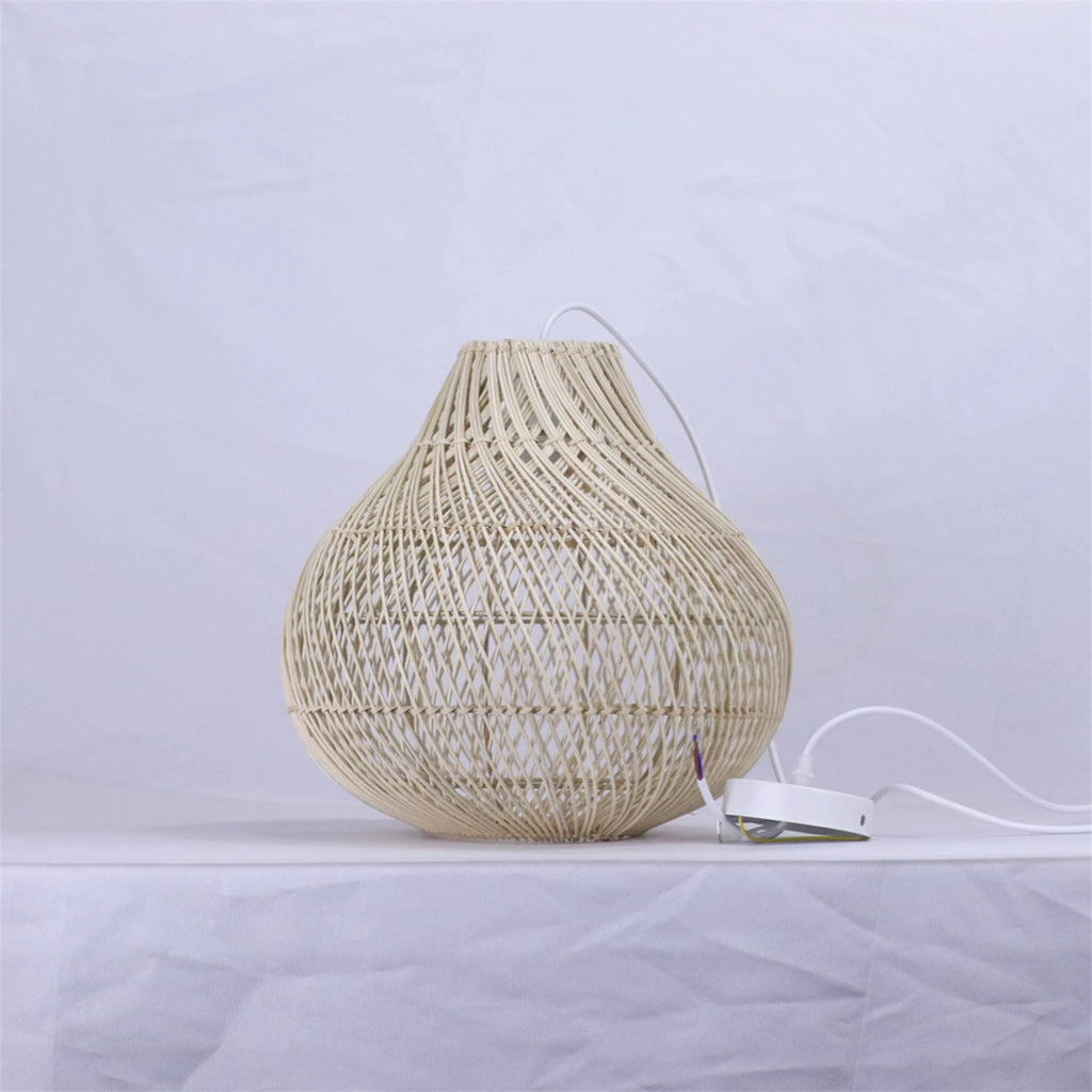 Suspension bulbe en rotin clair Ø 35 cm, avec ou sans ampoule