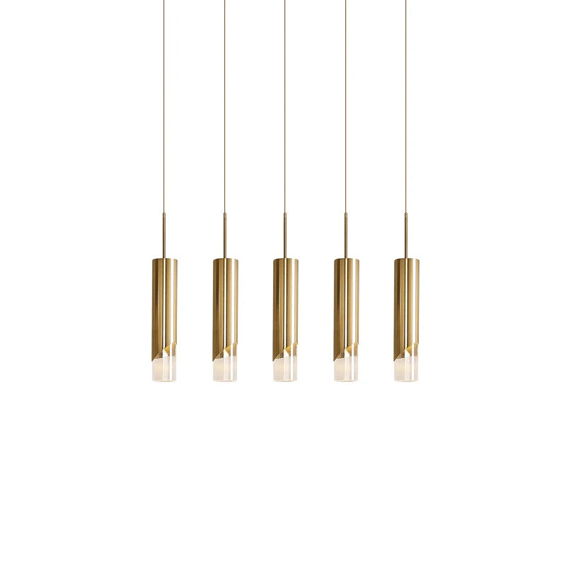 Suspension tube LED noir ou doré, 5 x 30 cm, variateur en option