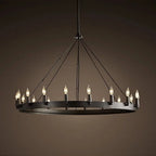 Lustre couronne à bougies E14 noir ou doré, simple ou double