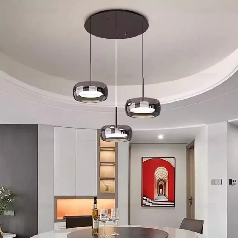 Suspension LED palet en verre fumé et noir, de 1 à 4 lumières
