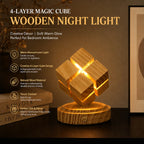 Lampe de chevet en blocs de bois, LED sans fil et commande tactile