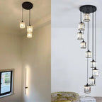 Lustre noir à 3 bras et abat-jour en verre facetté, Ø 57 cm