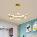 Lustre couronne LED pour chambre de princesse, rose ou doré