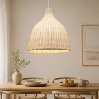 Suspension cloche en bambou tressé façon vannerie, Ø 35 cm