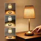 Lampe de table sans fil classique, abat-jour en tissu et 2 500 mAh