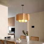 Suspension octogonale en cannage de rotin et tissu, Ø 40 ou 50 cm