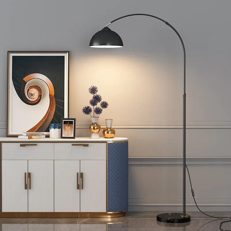 Lampadaire arc à dôme métal, hauteur réglable de 145 à 180 cm