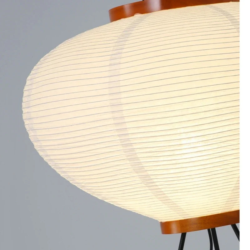Lampadaire lanterne en papier de riz sur trépied, trois hauteurs