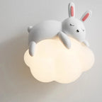 Applique murale ours ou lapin endormi sur nuage LED, chambre bébé