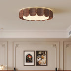 Plafonnier à pétales en bois ton noyer Ø 50 cm, LED trois teintes